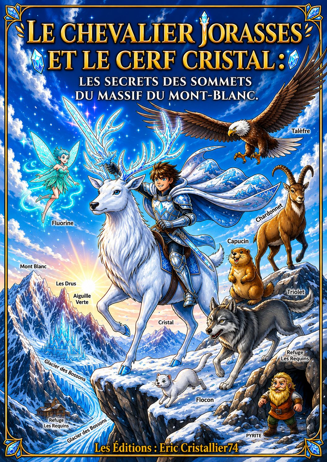Couverture du livre Carte postale Le Chevalier Jorasses et le Cerf Cristal